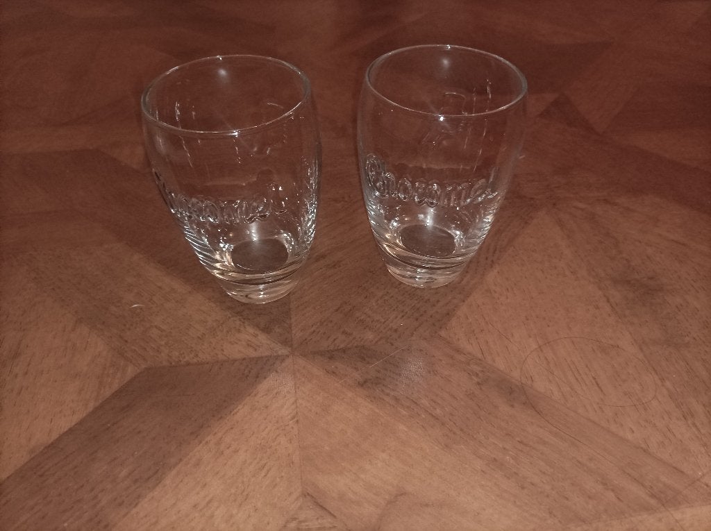 Chocomel set van 2 glazen, Ophalen of Verzenden, Zo goed als nieuw, Overige typen