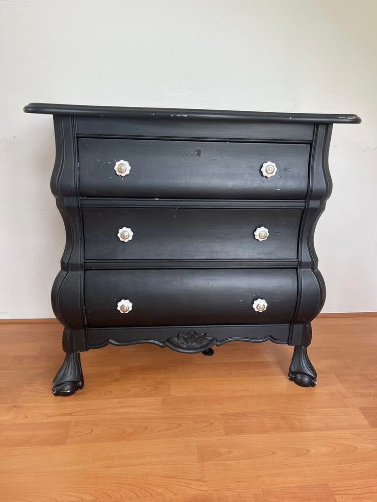Zwart brocante ladekastje met 3 laden, Huis en Inrichting, Kasten | Ladekasten, Ophalen, Gebruikt, 100 tot 150 cm, 50 tot 100 cm