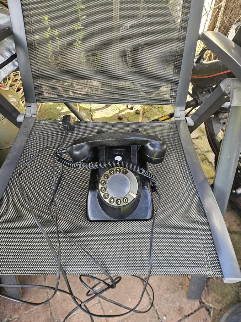 Vintage Bakelieten Telefoon met Draaischijf - Klassiek Zwart, Antiek en Kunst, Ophalen of Verzenden