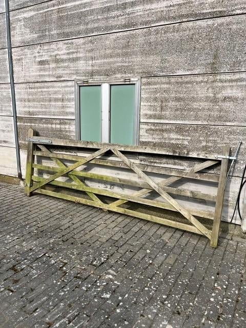 Hekwerk hout 330 cm x 120 cm (2x), Ophalen, Gebruikt, Hout, Tuinhek