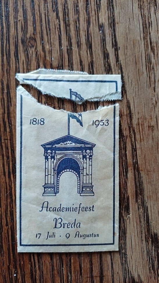 suikerzakje Breda KMA Academiefeest 1953, Ophalen of Verzenden, Nederland