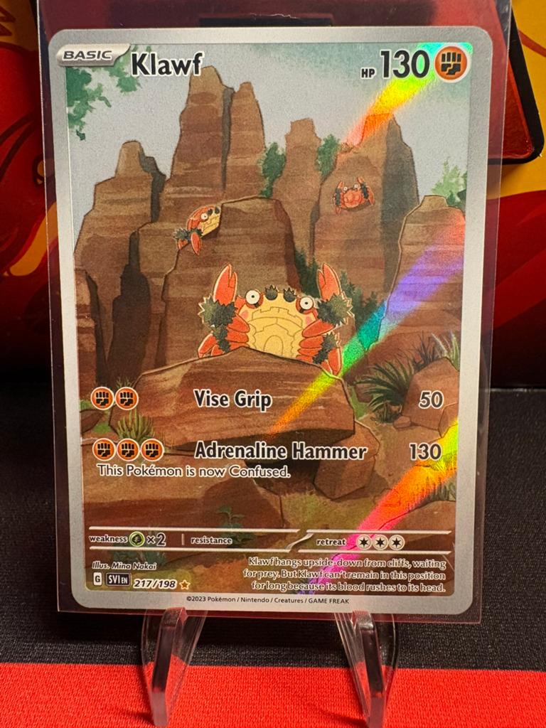 Klawf Pokémon Kaart - SV:EN 217/198 - Foil, Ophalen of Verzenden, Zo goed als nieuw, Losse kaart, Foil