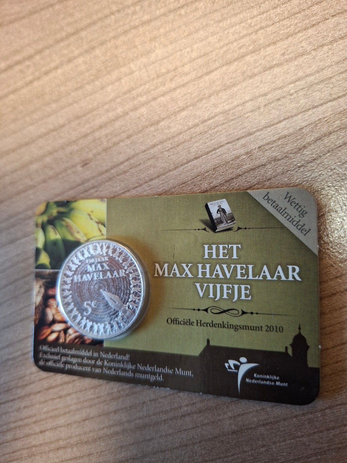 Max Havelaar Vijfje - Zwaar Verzilverde €5,- Munt, Ophalen, Euro's, Losse munt, Zilver