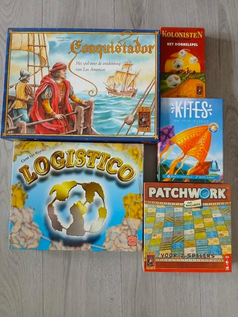 Bordspellen bundel: Conquistador, Logistico, Kolonisten enz, Hobby en Vrije tijd, Gezelschapsspellen | Bordspellen, Gebruikt, Een of twee spelers
