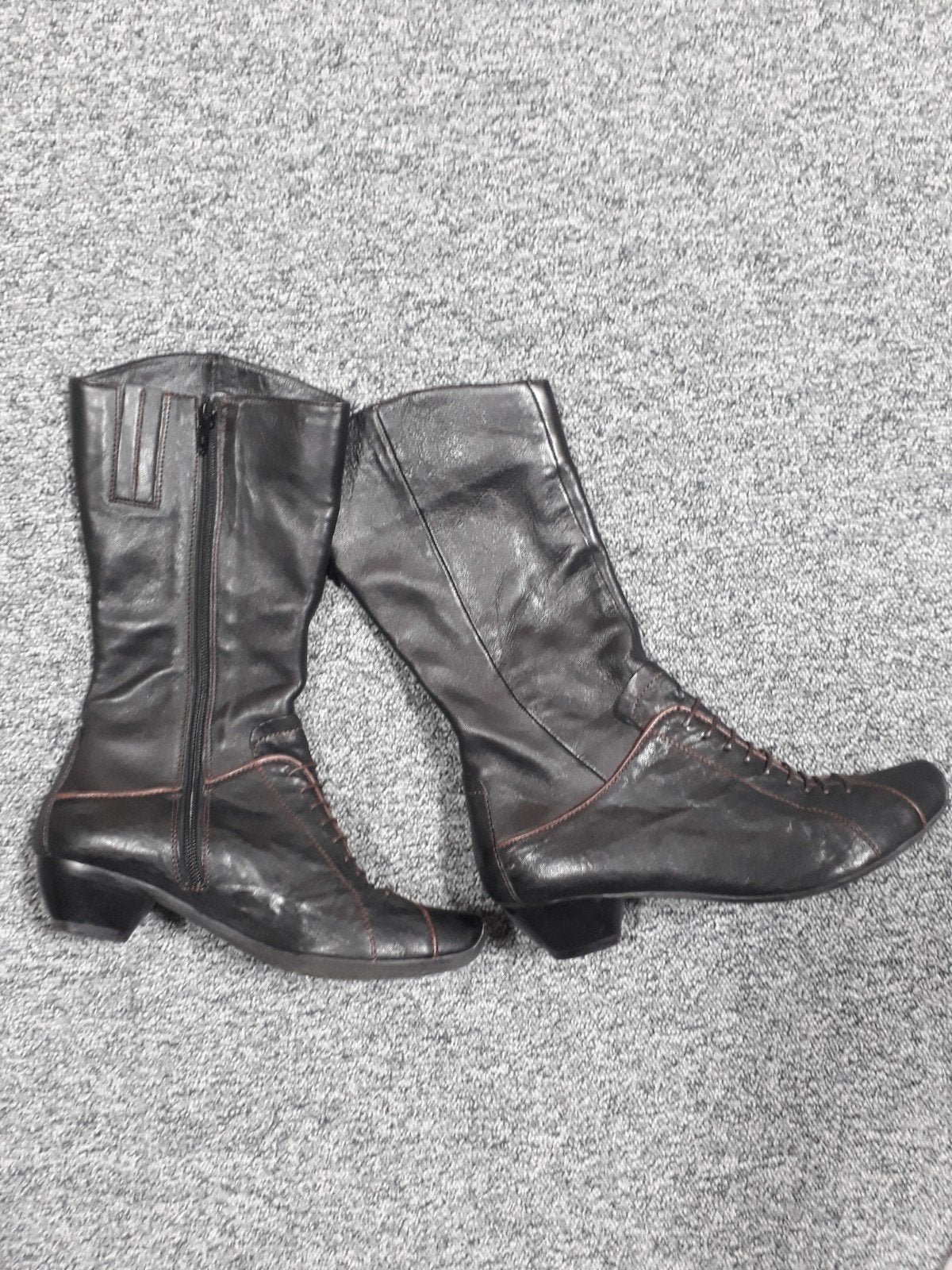 Think! pittig zwart leren kuitlaarsje, maat 37,5, Kleding | Dames, Ophalen, Zwart, Think!, Overige typen