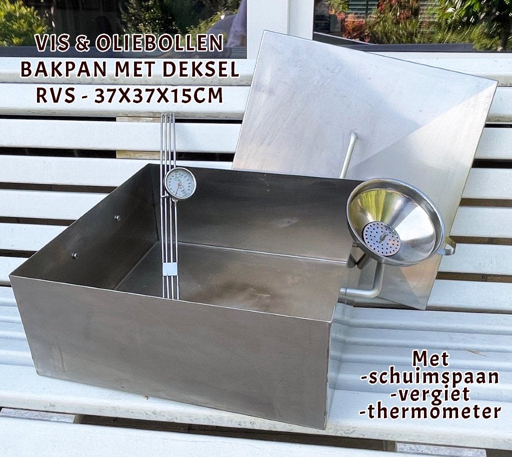 Grote vis/olliebollen bakpan RVS, Ophalen of Verzenden, Zo goed als nieuw, Rvs