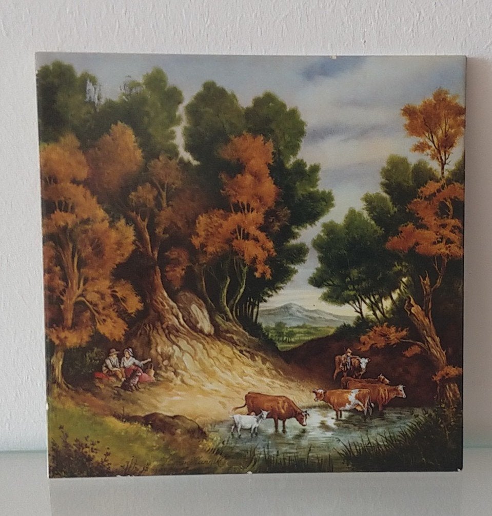 losse tegel JC v Hunnik, de koeienjongen, volgnr 7, Ophalen of Verzenden