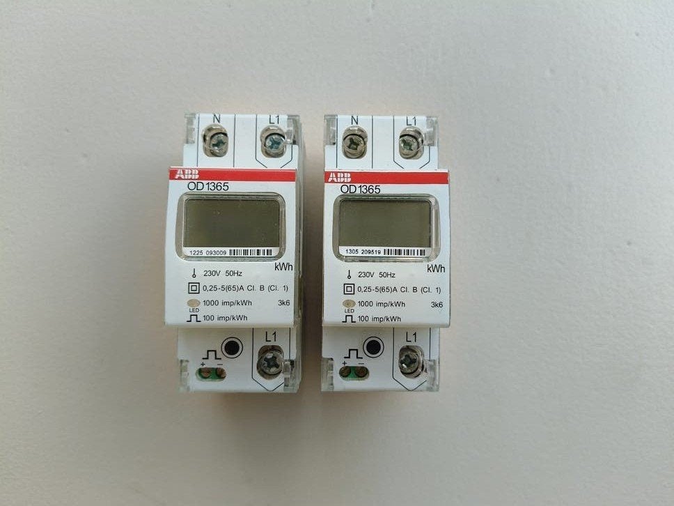 2x ABB 1 fase 65A kWh meter, Verzenden, Gebruikt, ABB, Overige typen