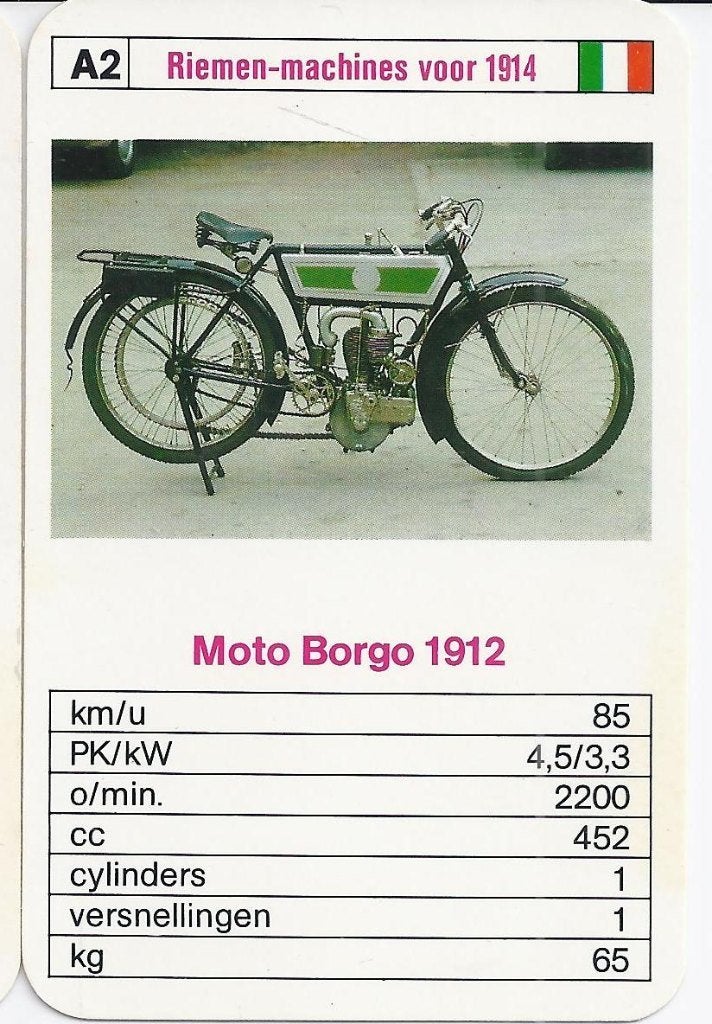 M2 motorkaartje moto borgo 1912 ( a2 ), Ophalen of Verzenden, Zo goed als nieuw, Auto's