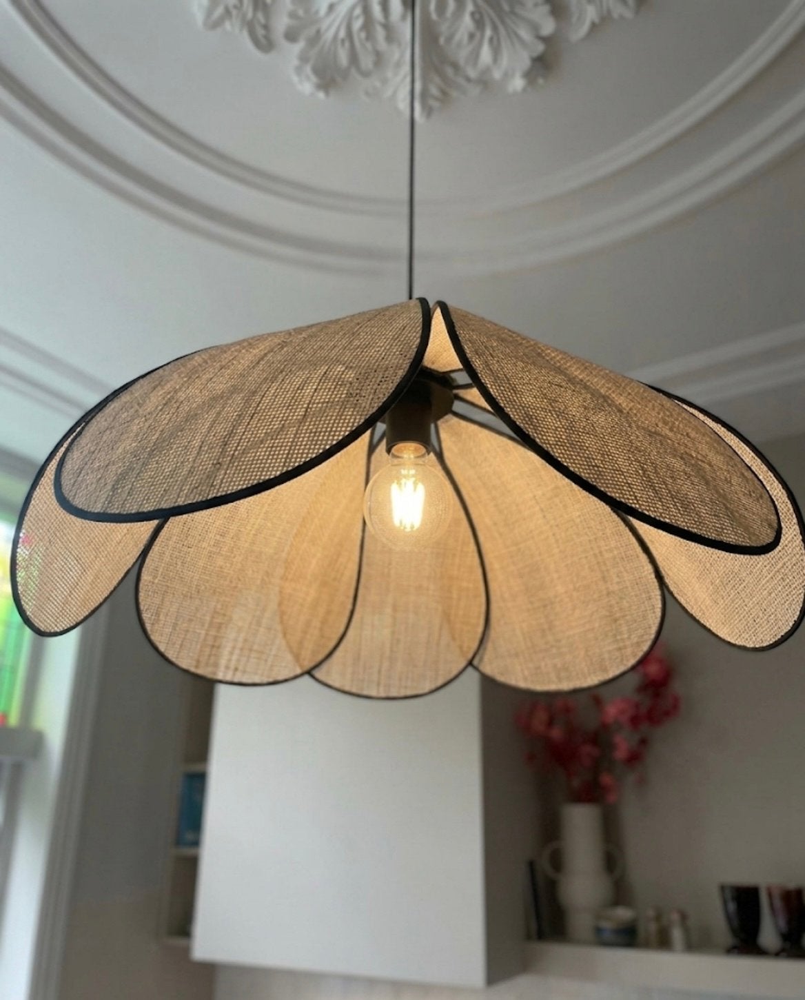 Vintage kroonluchter, Ophalen of Verzenden, Zo goed als nieuw, Stof, 75 cm of meer