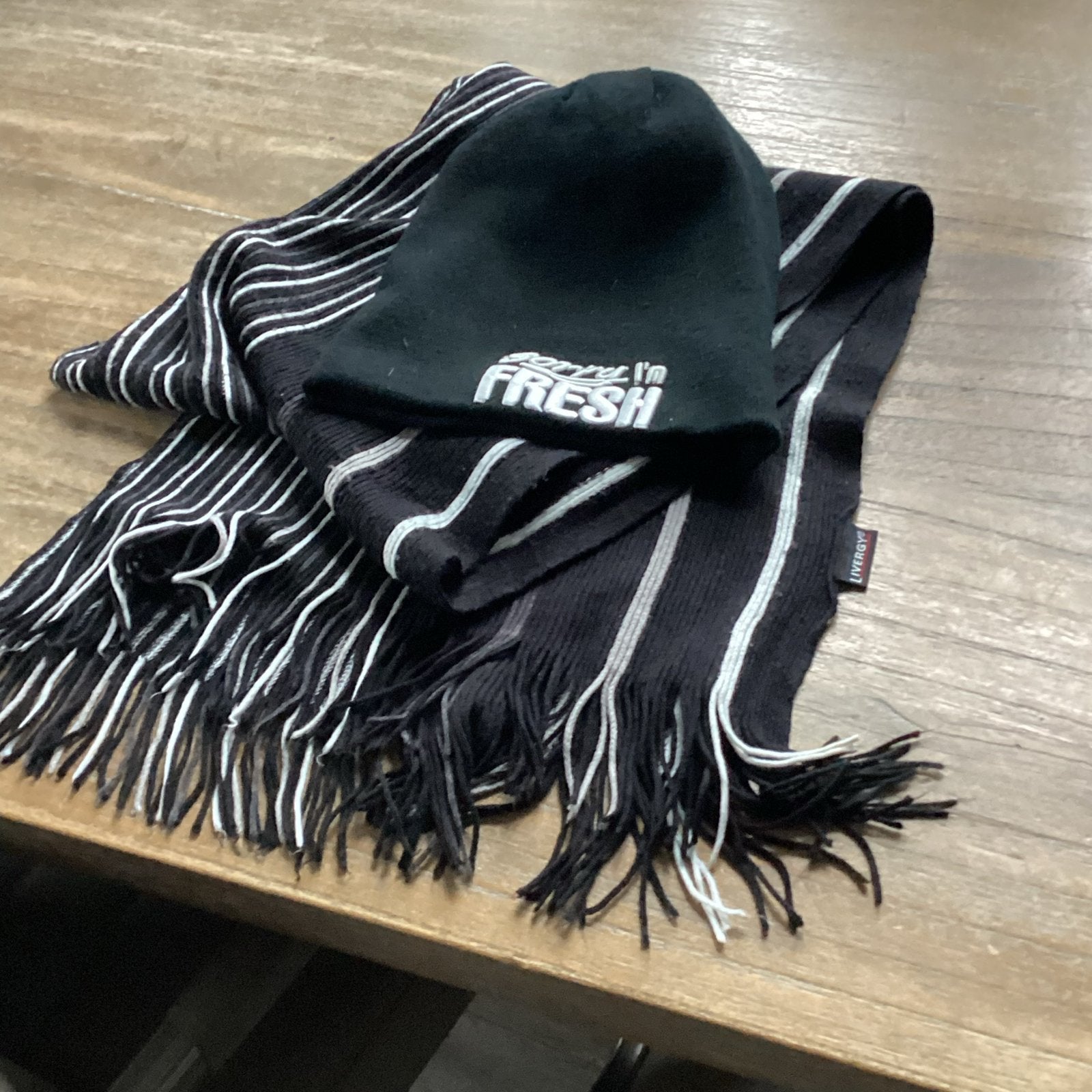 Lauren Rosé Muts & Sjaal Set - Zwart/Grijs, Ophalen of Verzenden, Gedragen, Muts