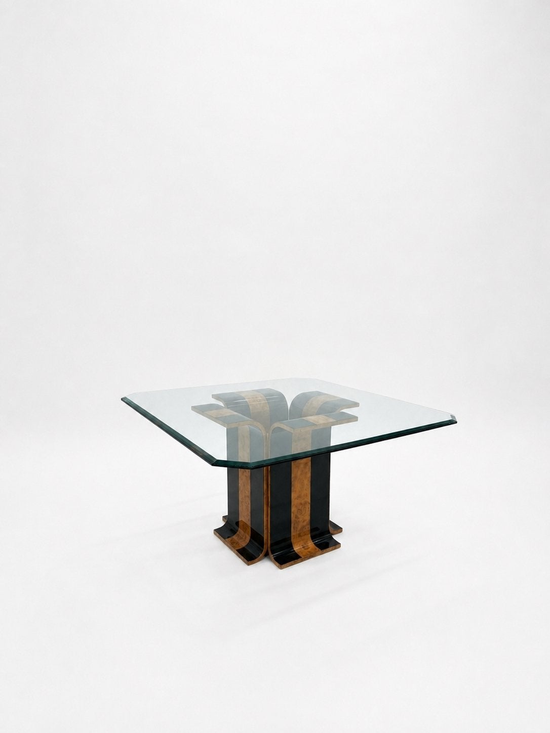 Vintage vierkant Italiaans design eettafel / Hollywood, Huis en Inrichting, Tafels | Eettafels, Gebruikt, Vierkant, Overige houtsoorten