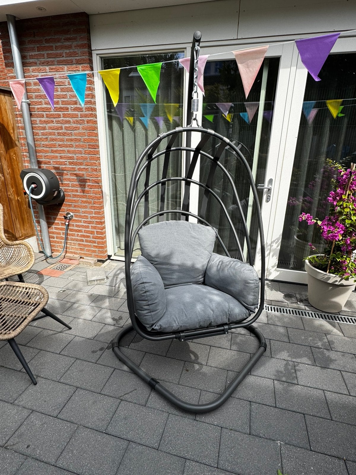 Garden Impressions Suez Hangstoel Ei (Opvouwbaar) Antraciet, Tuin en Terras, Ophalen, Zo goed als nieuw, Metaal, Inklapbaar