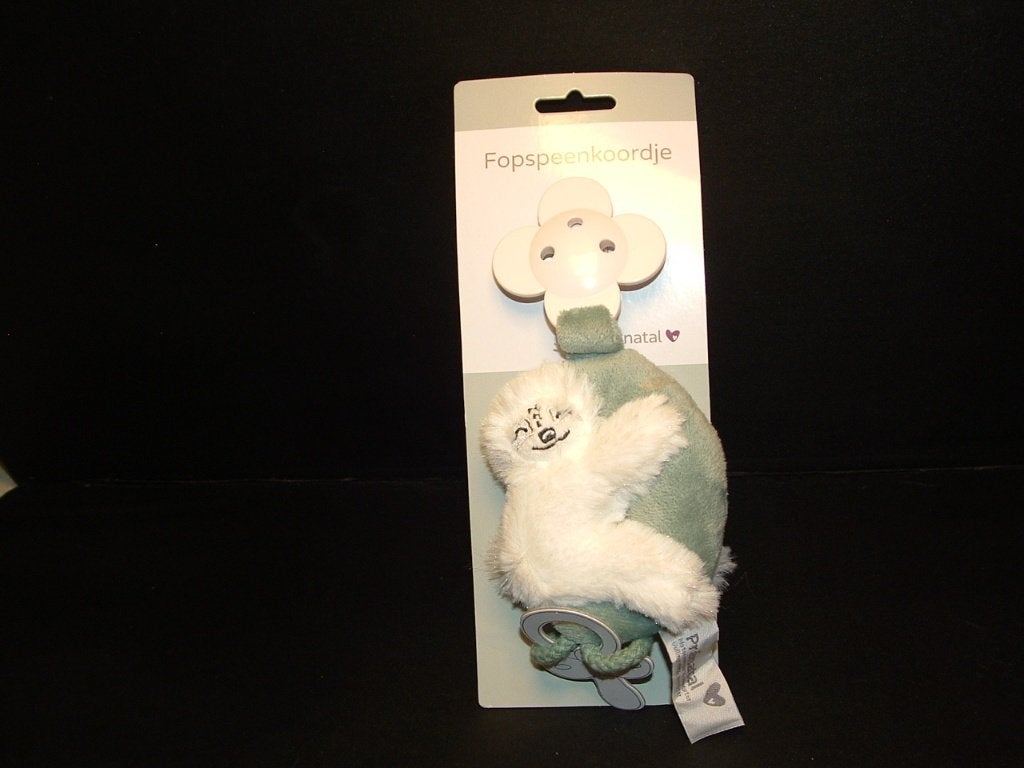 PRENATAL YETI SPEENKNUFFEL VELOURS GROENGRIJS MET, Ophalen of Verzenden, Nieuw, Overige typen