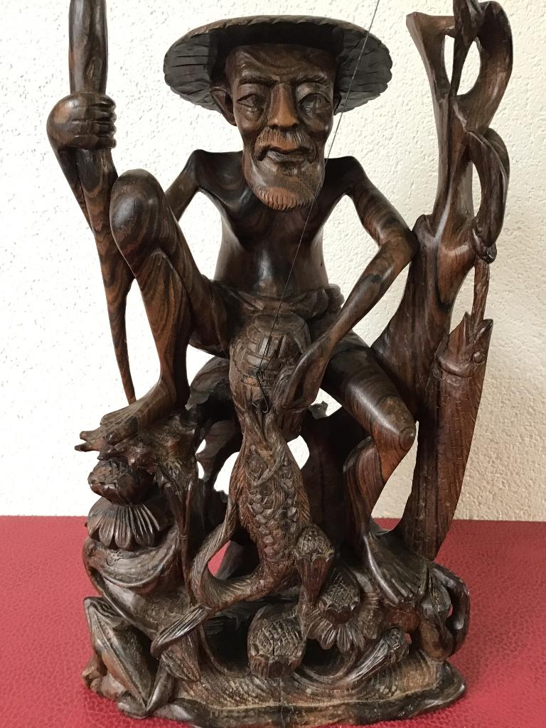 Houtsnijwerk Bali Visser, Houtsnijwerk, Ophalen of Verzenden, Handgemaakt, 20 - 50 cm