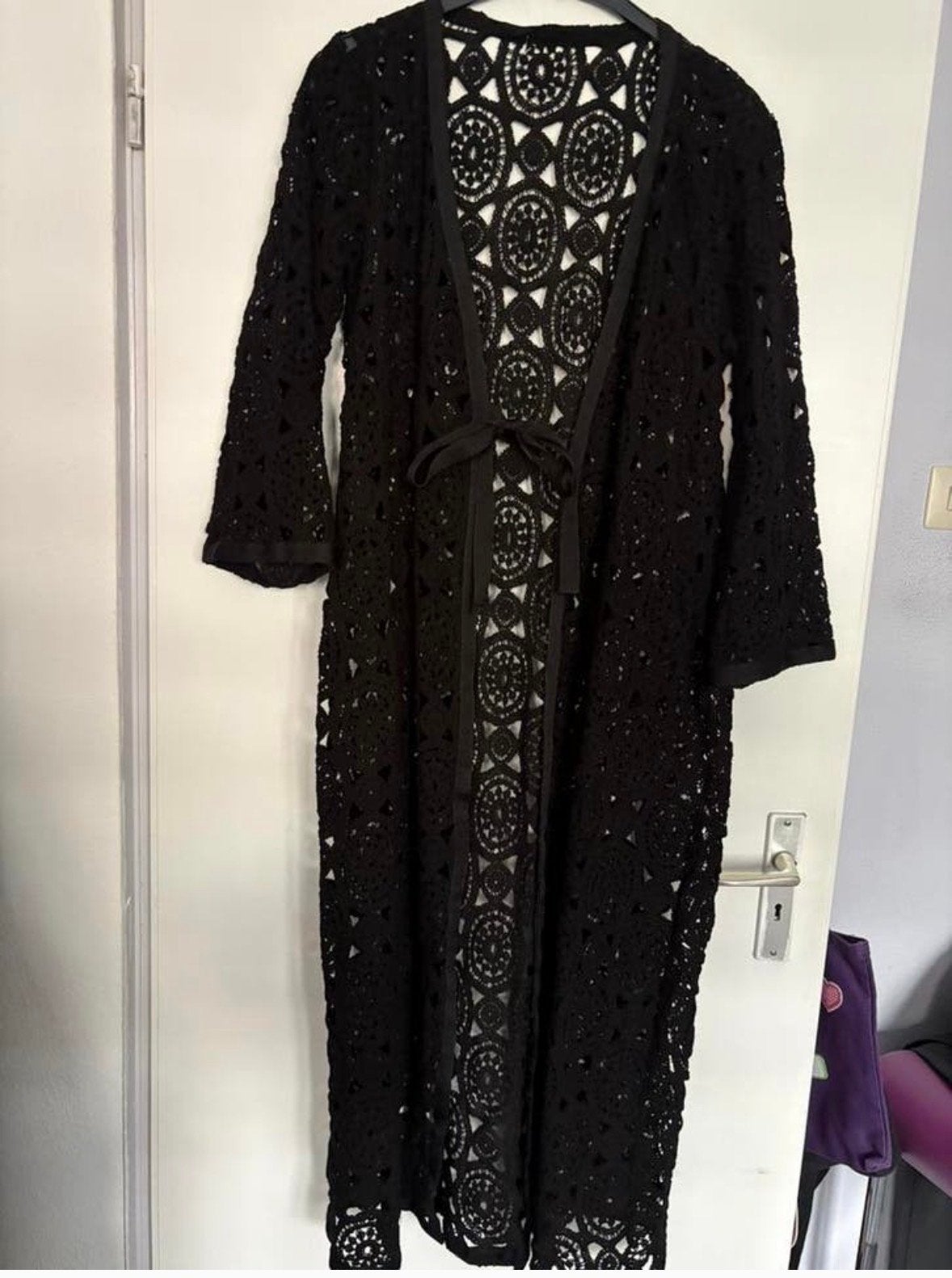 Yoek zwart gehaakt vest met lange mouwen,M, Kleding | Dames, Grote Maten, Ophalen of Verzenden, Nieuw, Zwart, Trui of Vest