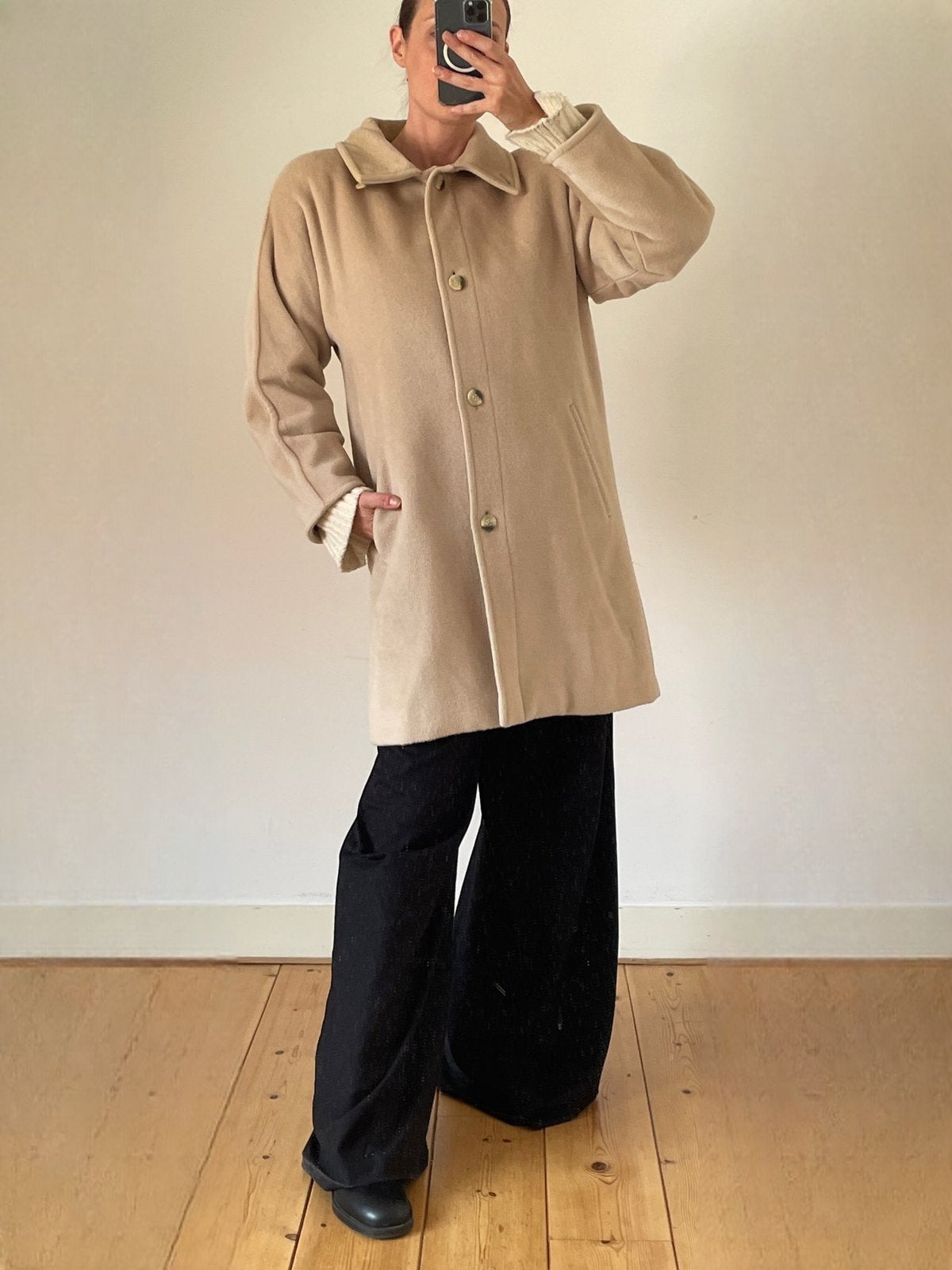 Max mara middellange wollen jas maat 34 t/m 38, Ophalen of Verzenden, Gedragen, Maat 34 (XS) of kleiner, Beige