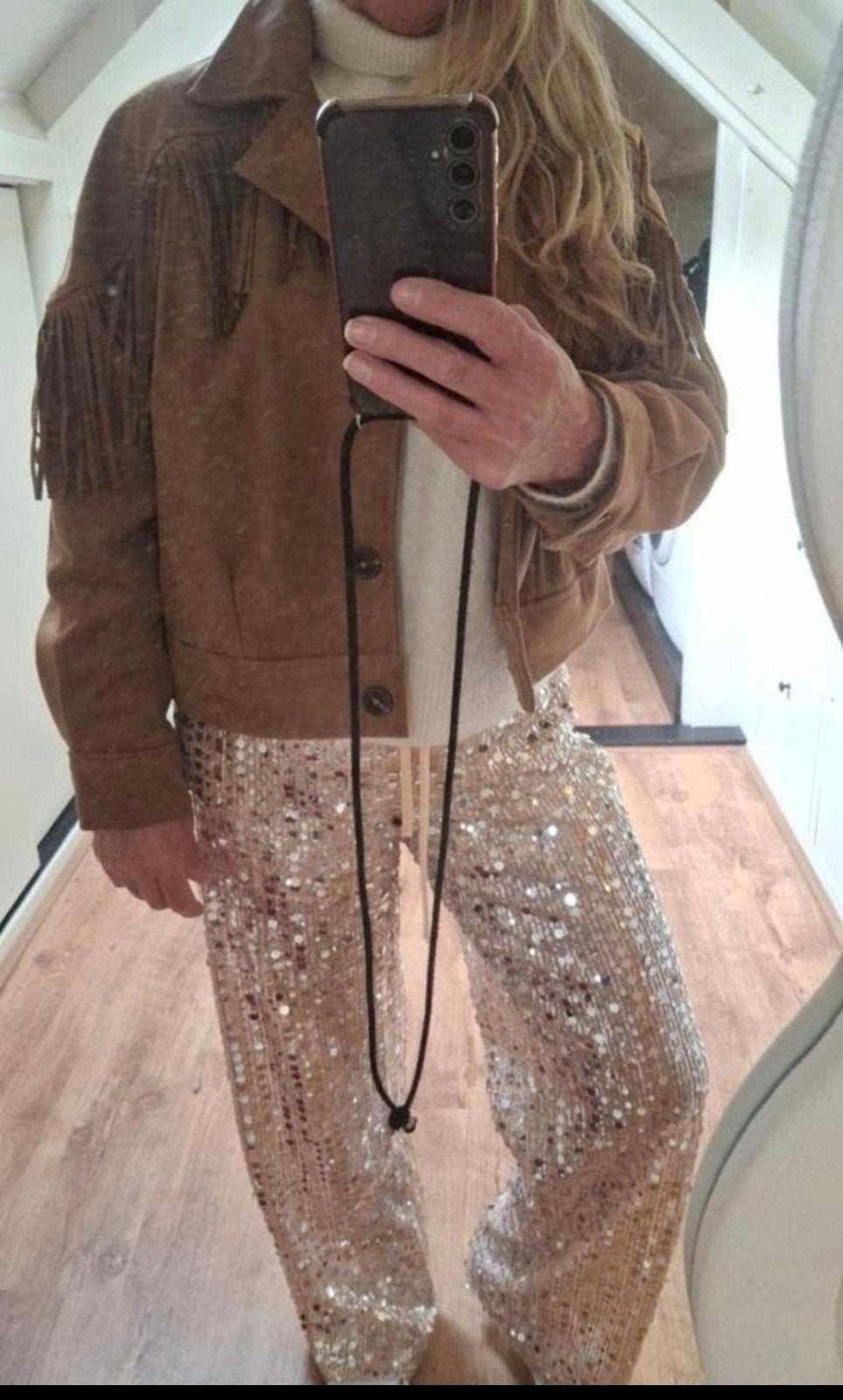 nieuwe suède jas met franjes kaartje eraan, Ophalen of Verzenden, Nieuw, Beige