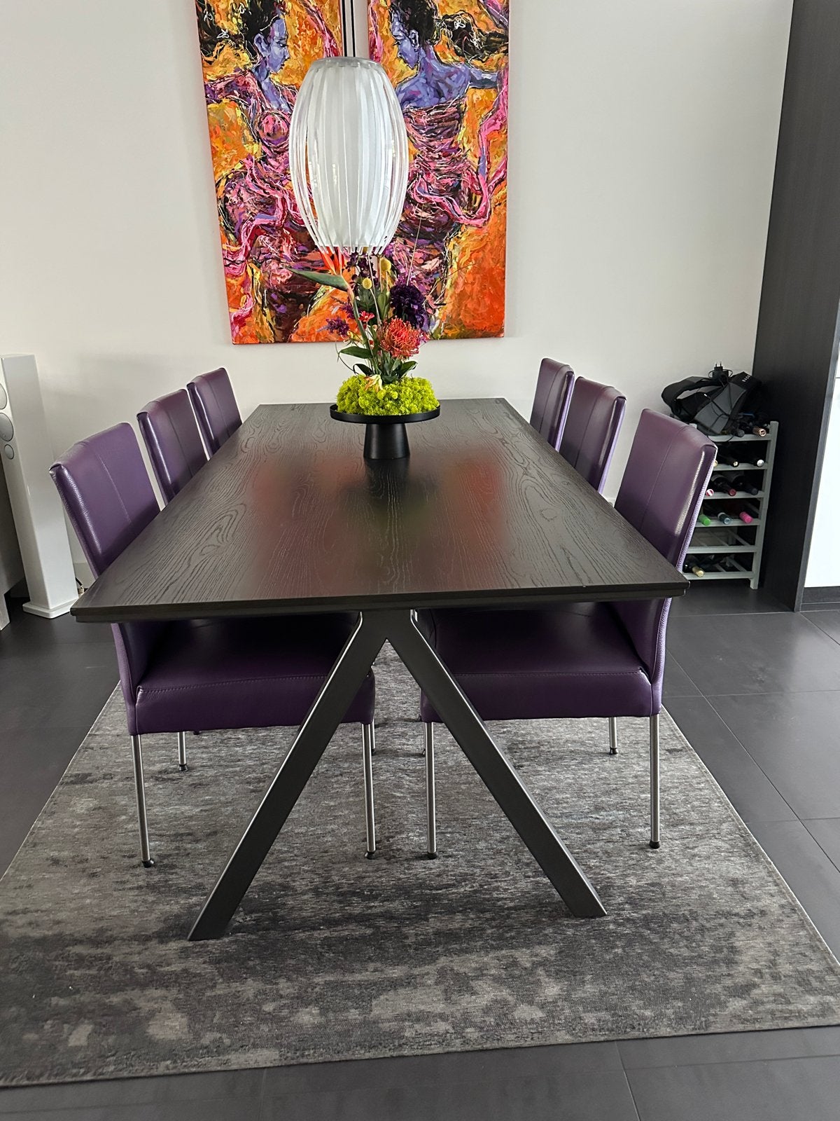 Xooon Moniz Moderne eettafel met metalen onderstel, Huis en Inrichting, Tafels | Eettafels, Ophalen, Eikenhout, 50 tot 100 cm