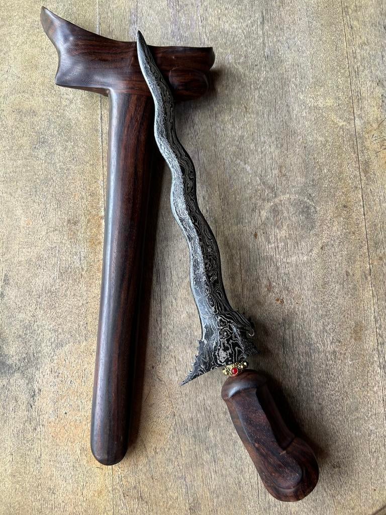 Indonesische 7 luks keris met pamor Uler Lulut, Ophalen of Verzenden