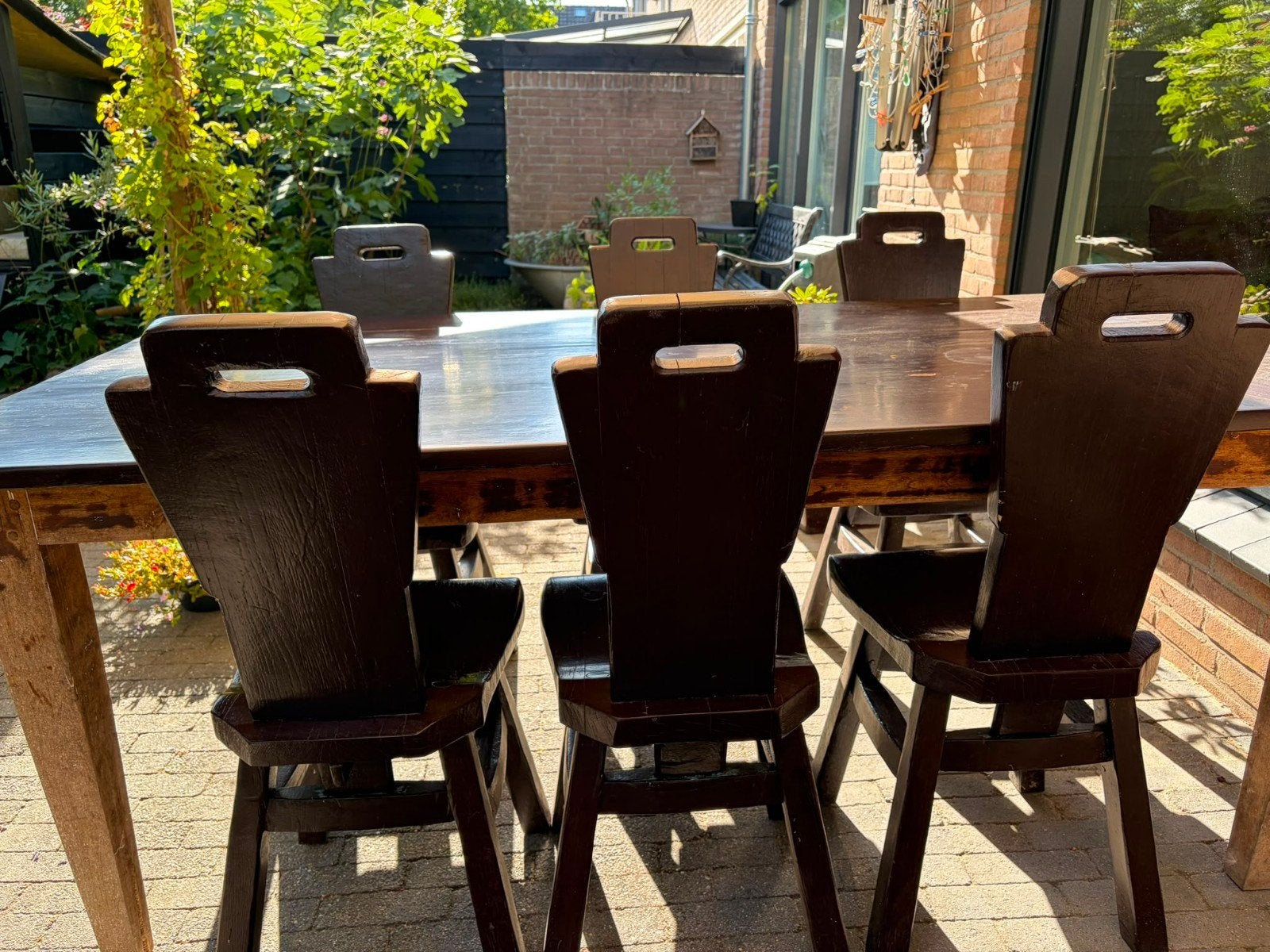 Gratis Tuin/Veranda Tafel met 6 Stoelen - Zware Kwaliteit, Tuin en Terras, Ophalen, Gebruikt