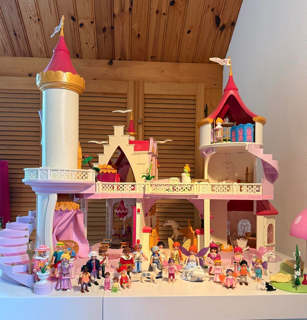 Groot Playmobil prinsessenkasteel + poppetjes en accessoires, Kinderen en Baby's, Speelgoed | Poppenhuizen, Ophalen, Zo goed als nieuw