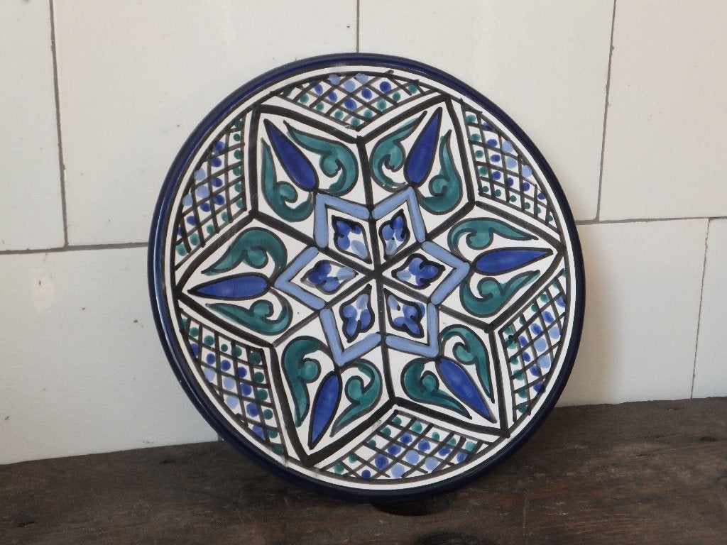 oud wandbord, zeer mooi patroon kleuren, vintage, Marokko, Ophalen