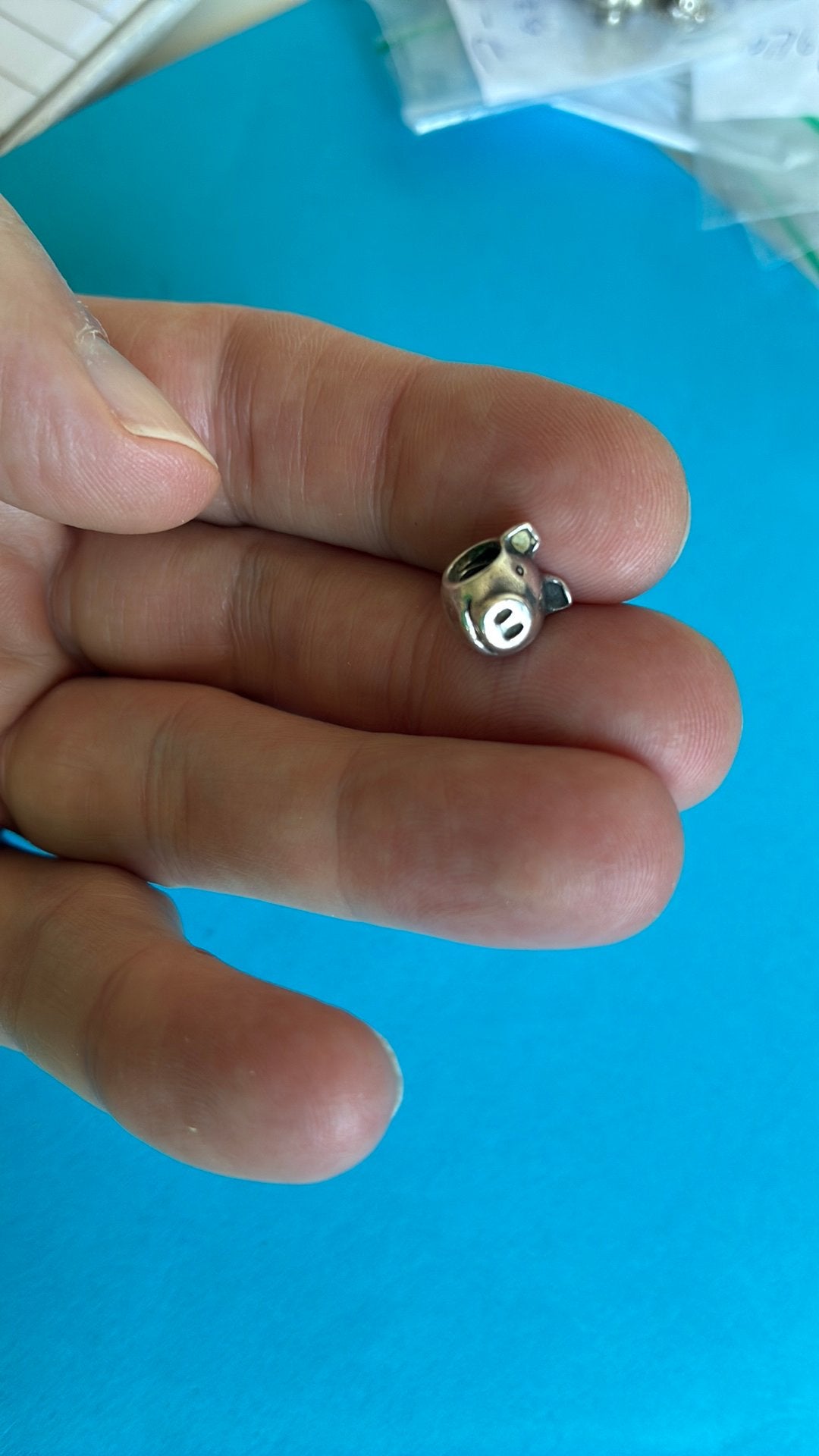 925 sterling zilver pandora bedel varken, Gebruikt, Pandora, Ophalen of Verzenden, 1 bedel