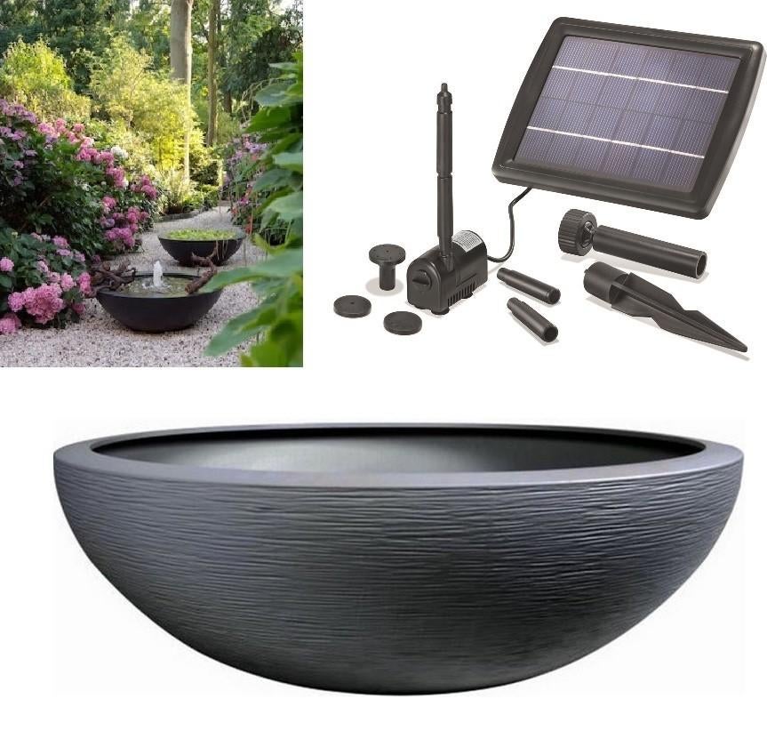 Waterschaal met fonteintje zonne-energie, Overige materialen, Rond, Nieuw, Ophalen of Verzenden