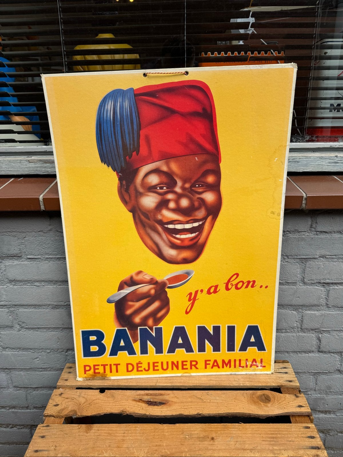 Vintage Banania Reclamebord - Zeldzaam en Decoratief, Ophalen of Verzenden, Gebruikt, Reclamebord