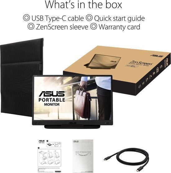 ASUS ZenScreen MB166C - Portable USB-C Monitor - Met Smar..., Computers en Software, Monitoren, Fultonbaan 12 3439 NE Nieuwegein