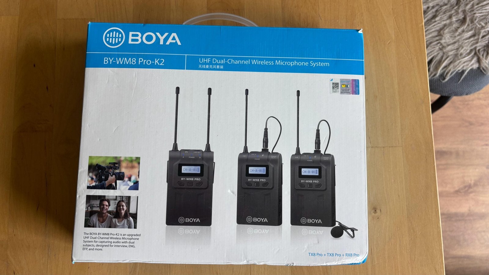 BOYA BY-WM8 Pro-K2 UHF Draadloos Microfoonsysteem, Ophalen of Verzenden, Zo goed als nieuw, Audio