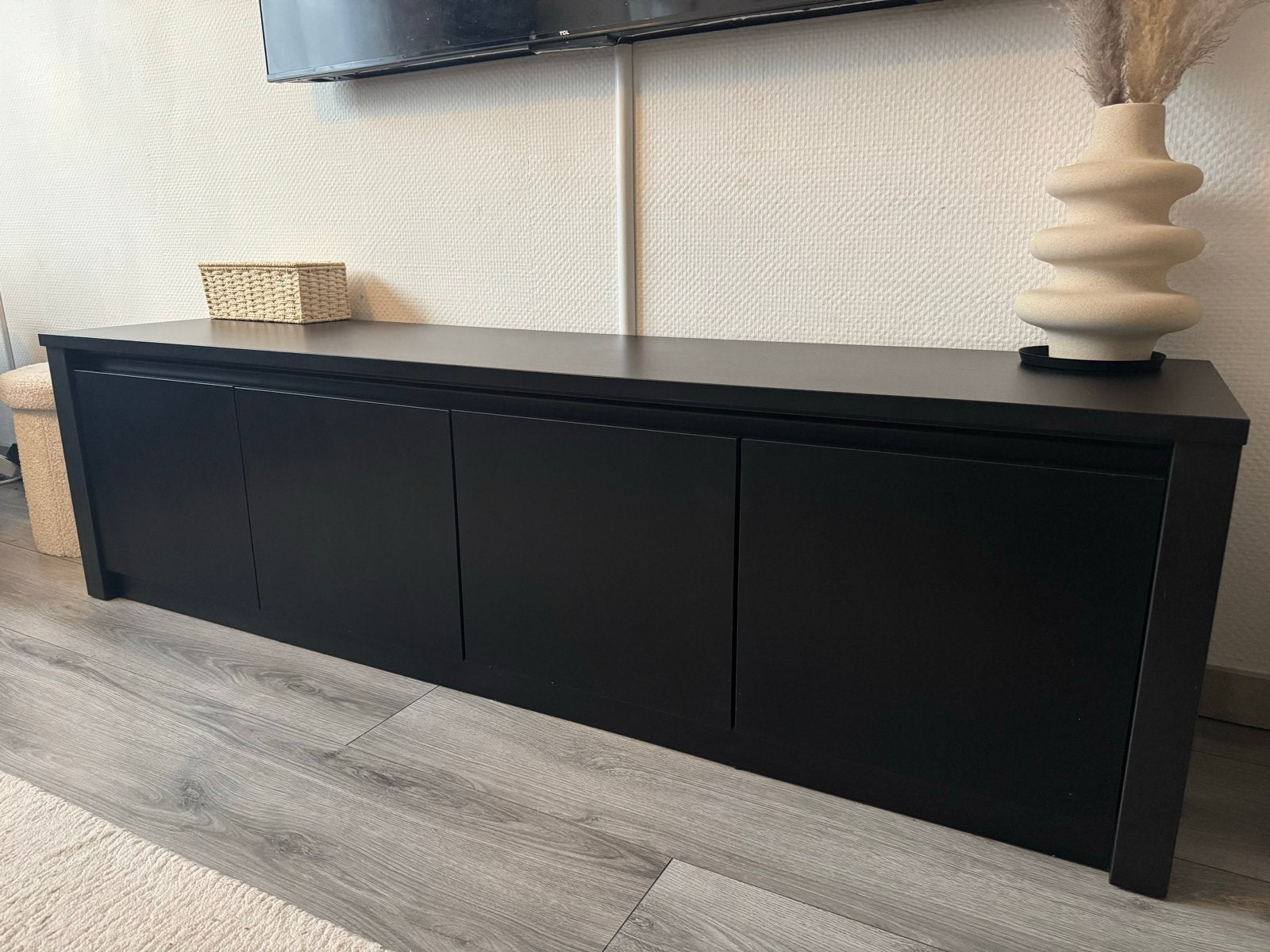 Zwart TV-meubel Monaco - 170 cm breed, Ophalen, Zo goed als nieuw, Overige houtsoorten, 150 tot 200 cm
