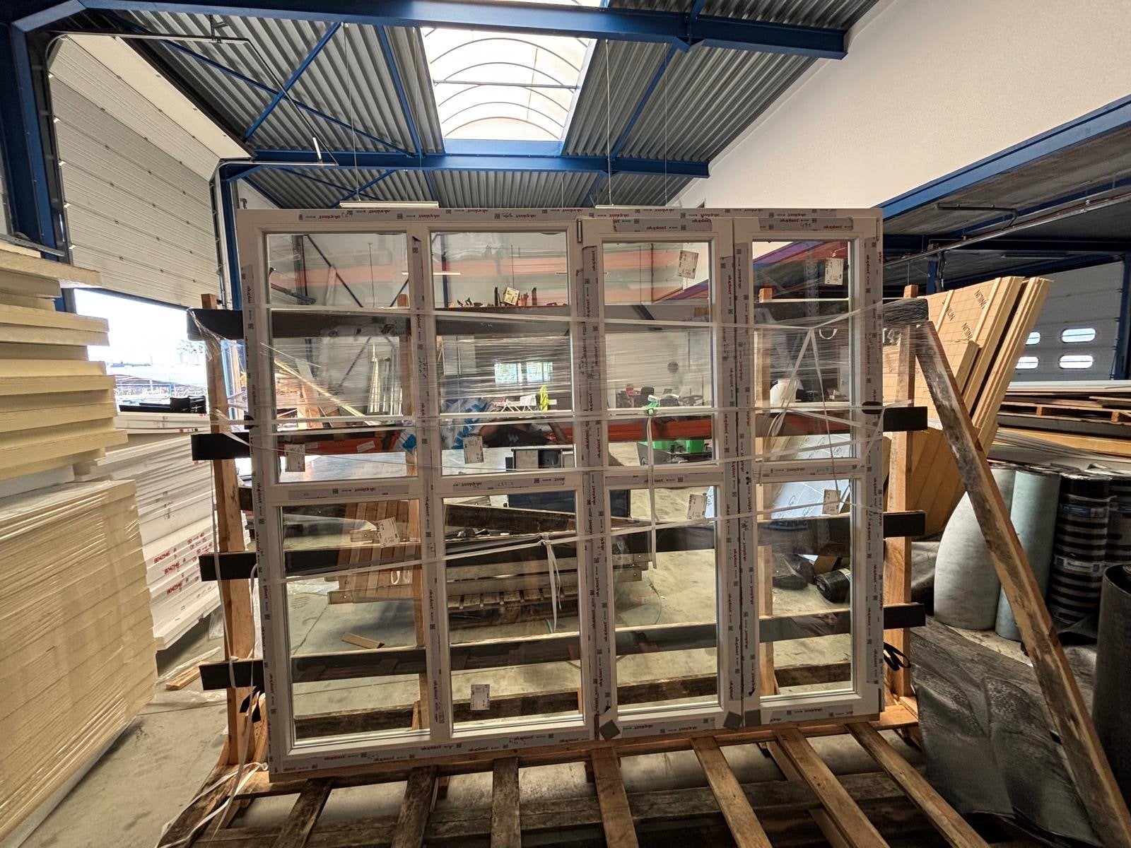 Aluplast Ideal 4000 Openslaande deuren - Wit houtstructuur, Ophalen, Gevelraam of Ruit, Nieuw, 160 cm of meer