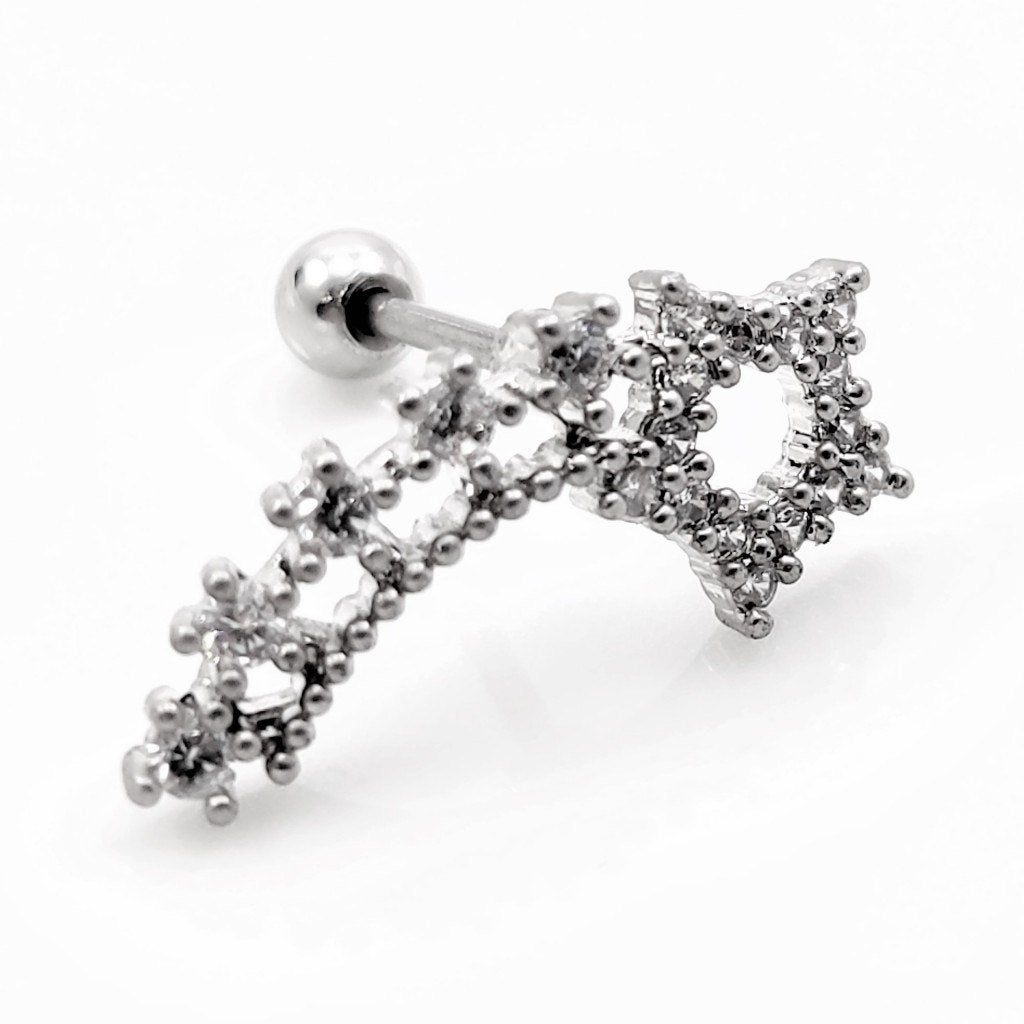 RVS Vallende Ster Oorbel - Oor Helix - Tragus Kraakbeen, Staal, Birgitta-Gracht 33, 6465 EL Kerkrade, Nederland, Verzenden, Oor- of Traguspiercing