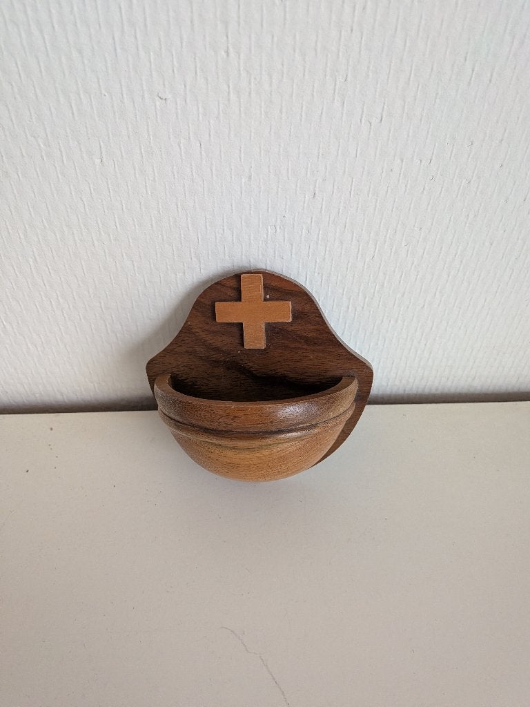 Wijwatervaatje, hout, Ophalen of Verzenden, Zo goed als nieuw, Overige typen, Christendom | Katholiek