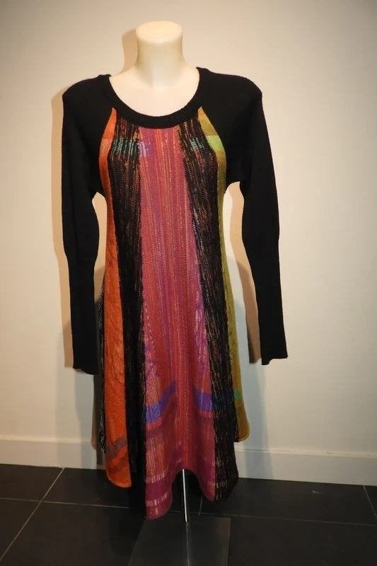 Save the Queen gebreide jurk multi color design deels wol M
