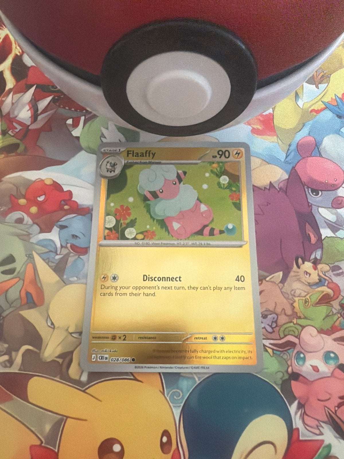 Flaaffy 028/086 Reverse Holo Pokémon Kaart - Chaos Rising, Ophalen of Verzenden, Zo goed als nieuw, Losse kaart, Foil