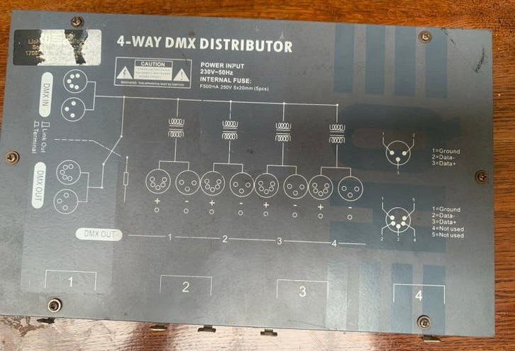 4-Weg DMX Distributeur voor Lichtsturing, Ophalen of Verzenden, Gebruikt