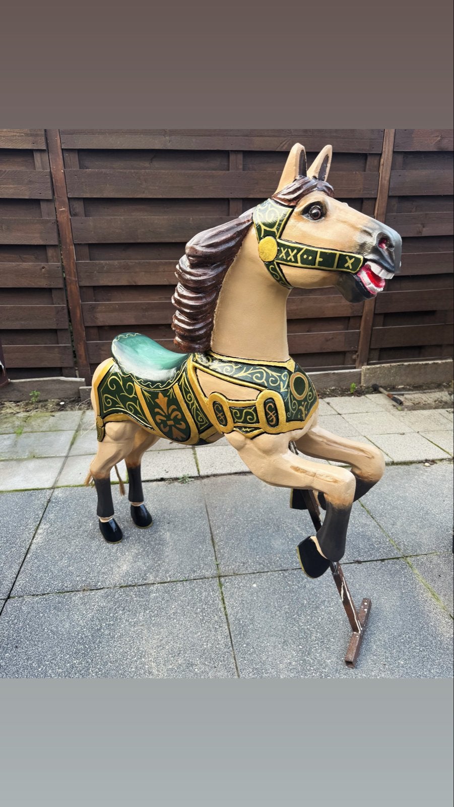 Antiek houten Carrousel Paard - Handgeschilderd, Ophalen