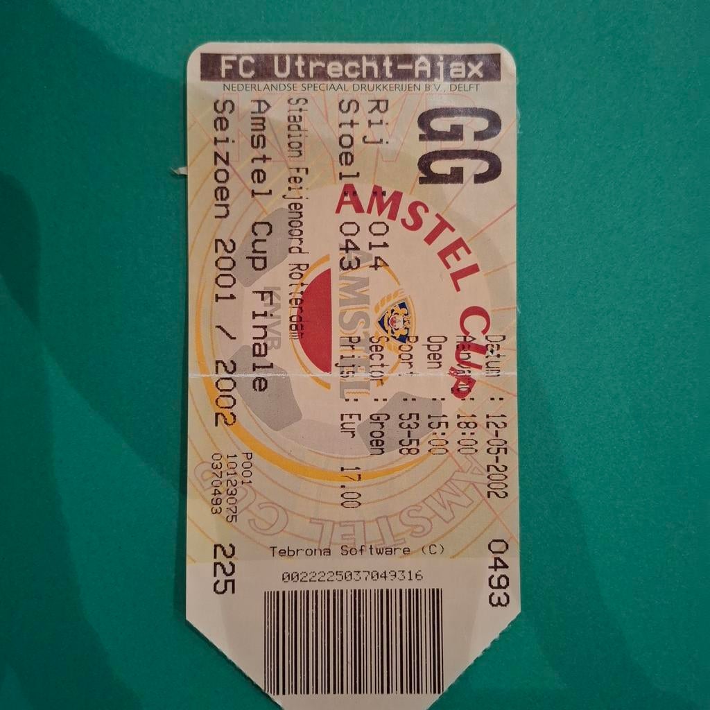 Bekerfinale ticket Utrecht Ajax 12-05-2002, Tickets en Kaartjes, Eén persoon, April