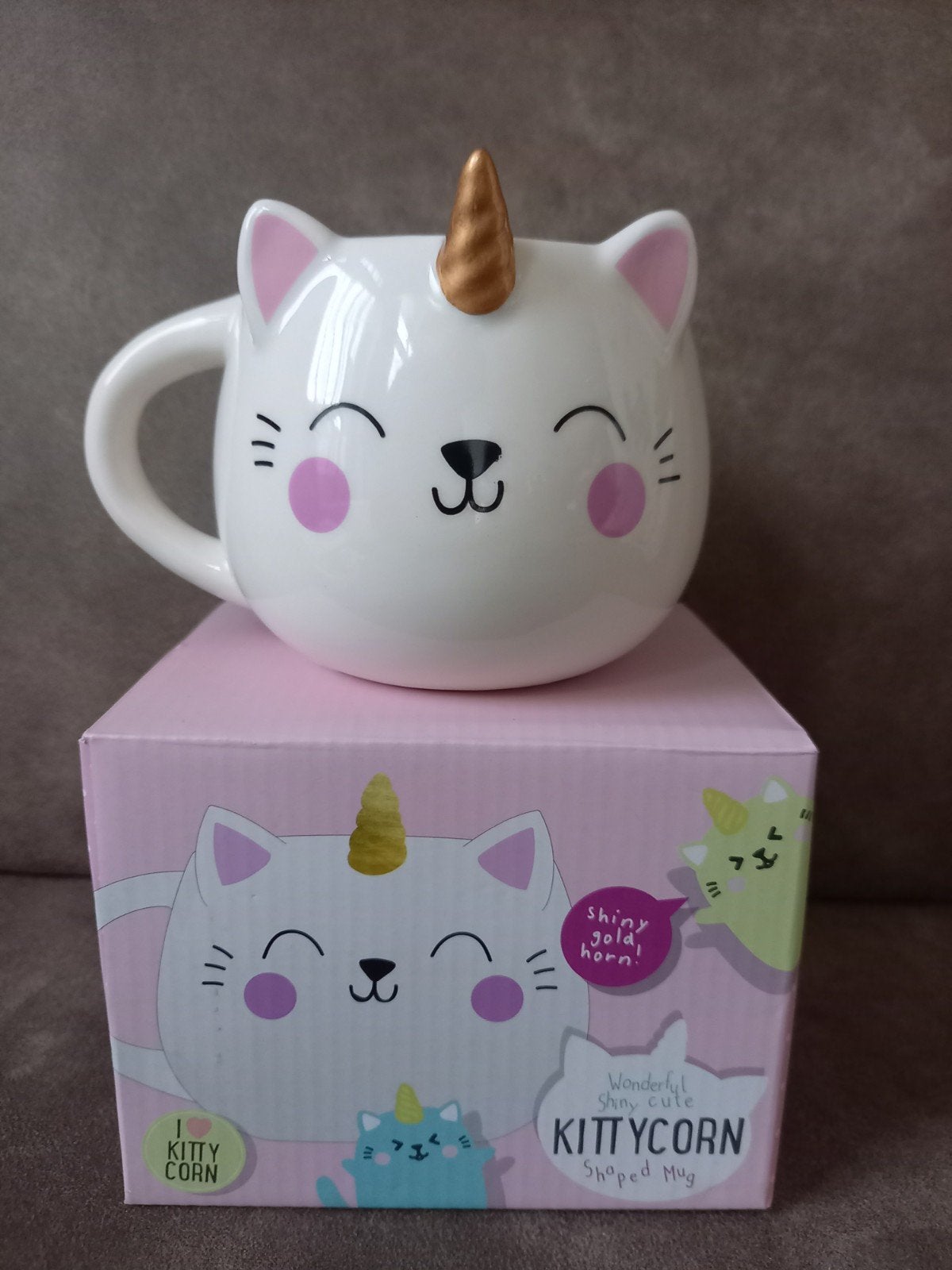 Mooie grote beker / mok - kittycorn ,Nieuw!!, Ophalen of Verzenden, Nieuw, Overige stijlen, Kop(pen) en/of Schotel(s)