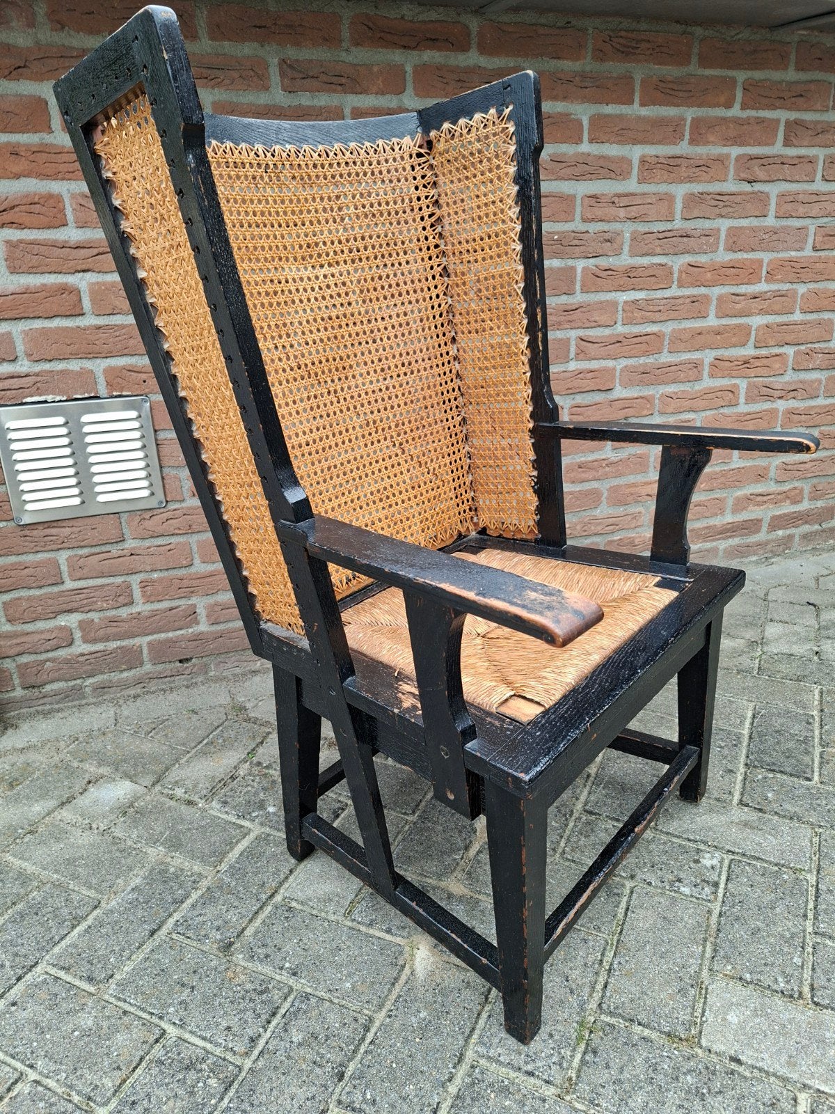 Leuke decoratieve Orkney fauteuil met webbing en biezen, Ophalen