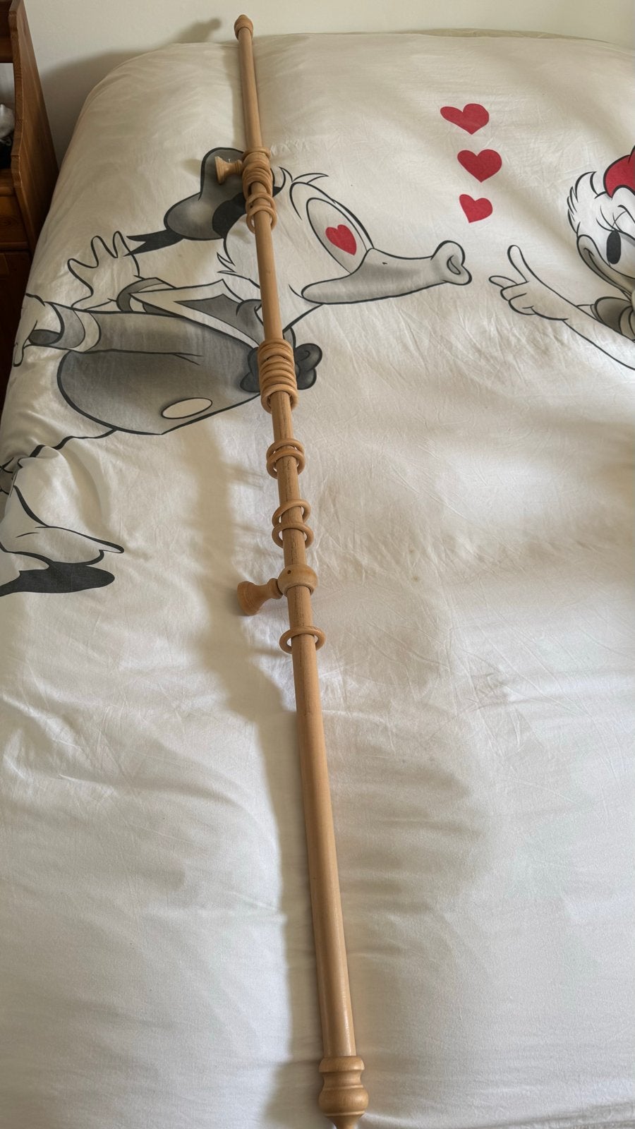 Houten gordijnroede met ringen, Met ringen, Gebruikt, Bruin, Hout