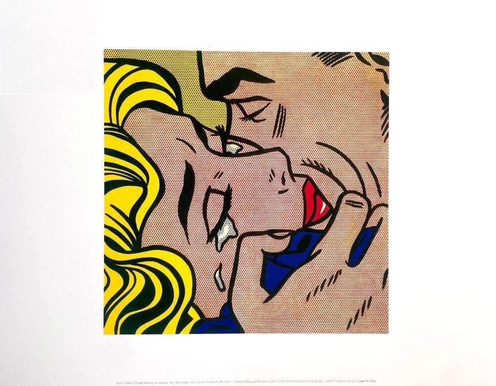 Roy Lichtenstein (1923-1997) - Kiss V, Antiek en Kunst, Verzenden, Portret en Figuren, Offsetdruk