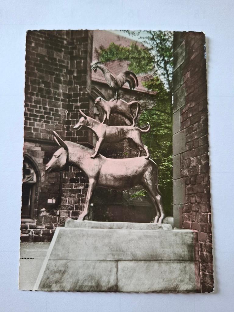 Ansichtkaart Bremer Stadsmuzikanten, Bremen, Verzamelen, Ansichtkaarten | Nederland, Gelopen, Zuid-Holland, 1940 tot 1960, Ophalen of Verzenden