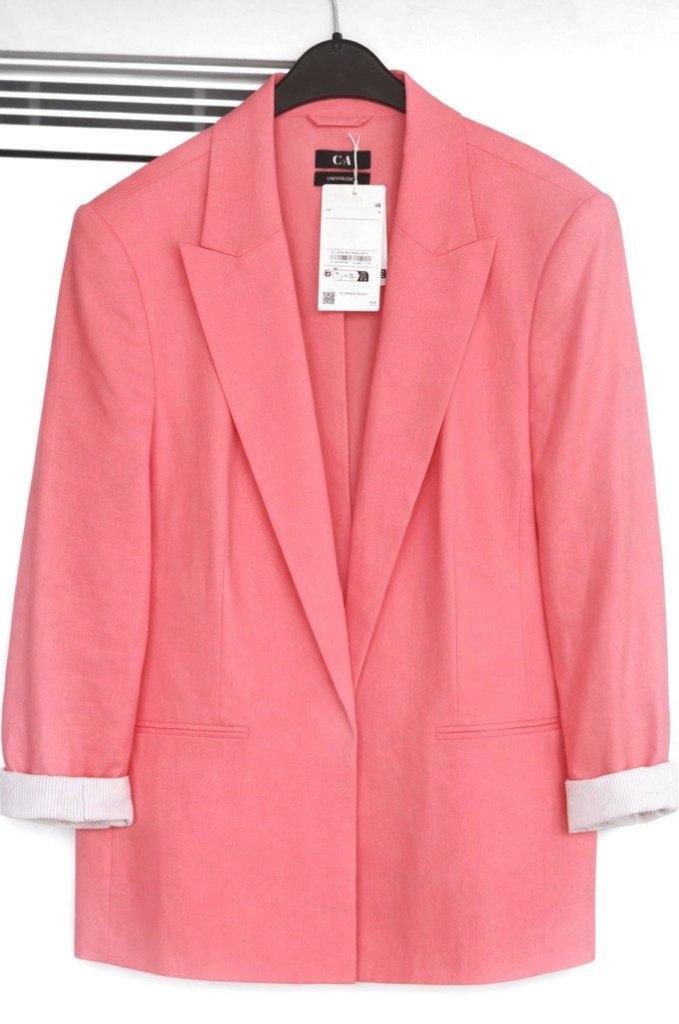 Nieuwe zalm kleurige linnen blazer van C&A - maat 46, Kleding | Dames, Jasjes, Kostuums en Pakken, Overige kleuren, Maat 46/48 (XL) of groter