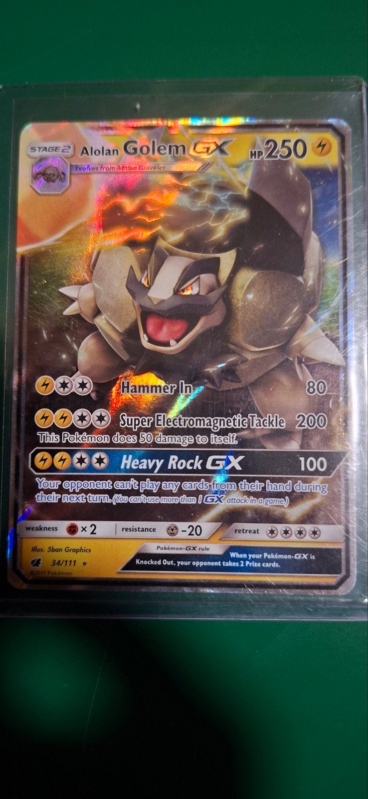 Alolan Golem GX 34/111, Ophalen, Zo goed als nieuw, Losse kaart, Foil