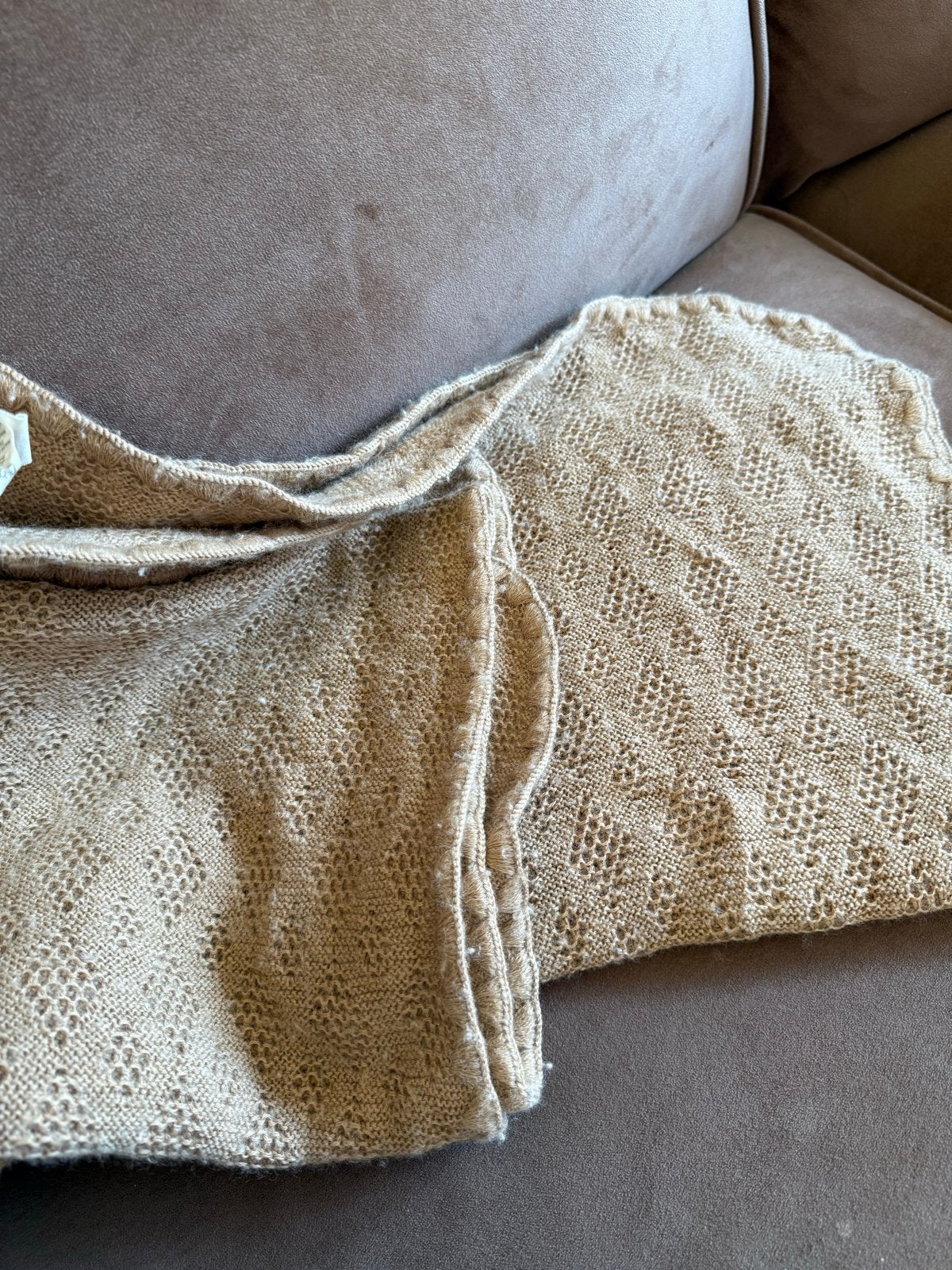 Disana gebreide wollen babydeken - Caramel, Zo goed als nieuw, Ademend, Bruin, Deken