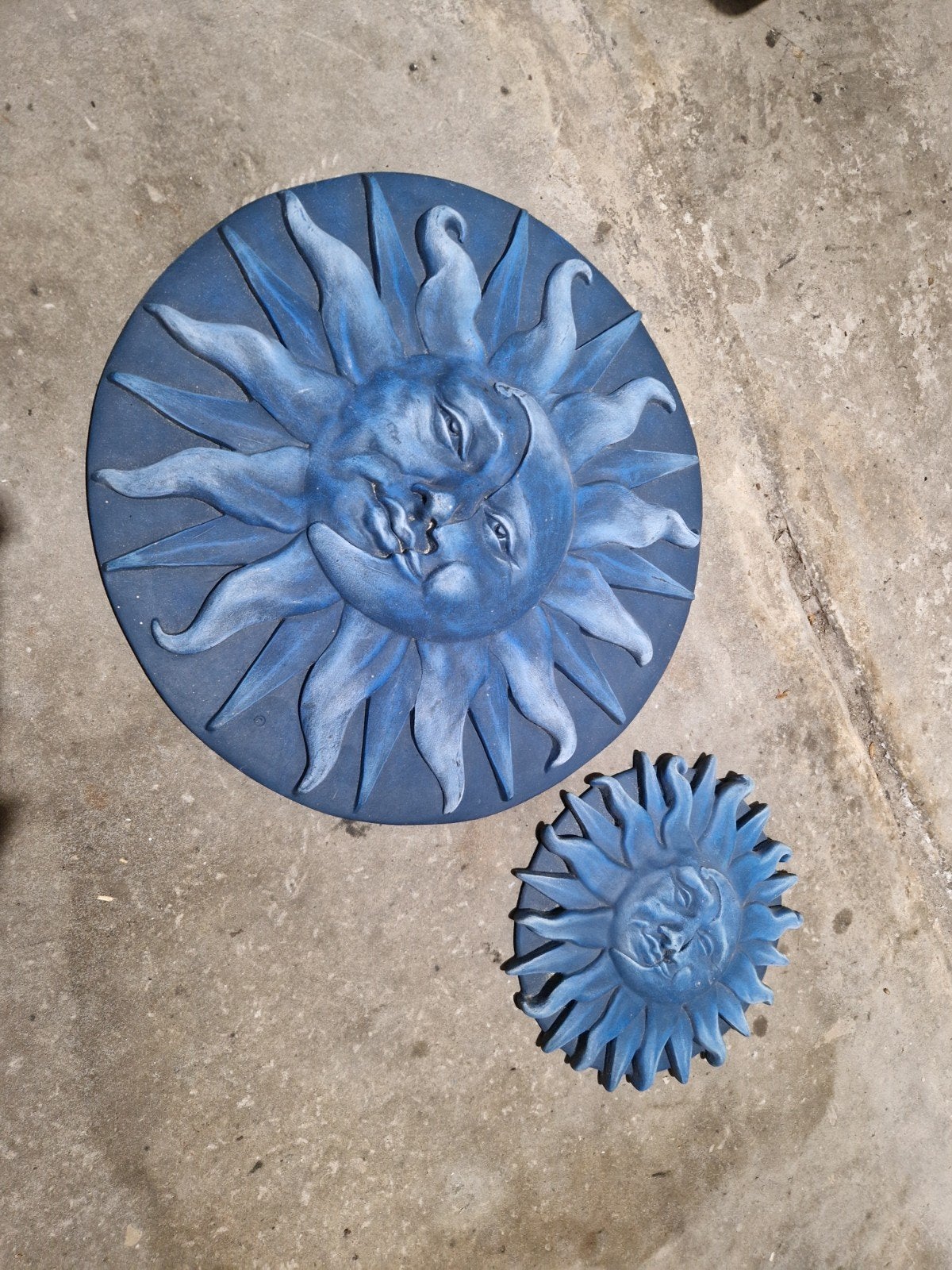 Gipsen ornamenten zon/maan, Ophalen, Overige stijlen, Zo goed als nieuw, Blauw
